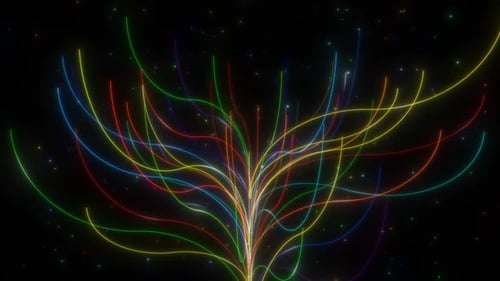 Vibrant Neon Lines Branching Upwards Dynamic Motion Graphic