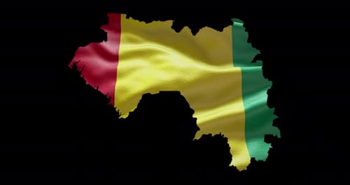 Waving Flag of Guinea Map Animated Design
