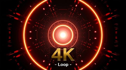 Red Circle Light Dotted Tunnel Background