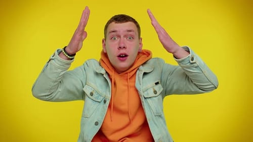 Man Reacting in Comical Shock and Surprise
