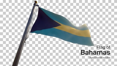 Flagge der Bahamas auf einem Fahnenmast mit Alpha-Kanal