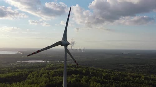 Wind Turbine against Coal Power Plant