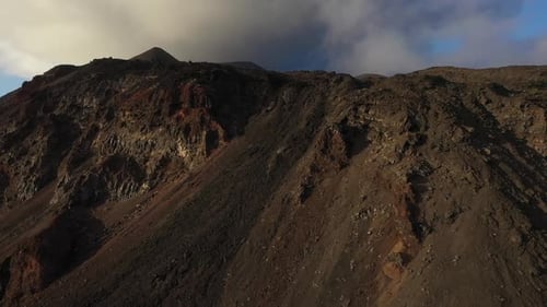 Scenic landscape of mountains on sunny day