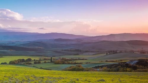 Evening over the Fields and Hills of Tuscany