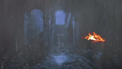 The Rain Falls To The Castle Abandoned - Beautiful Landscape In The Rainforest No Sounds 3