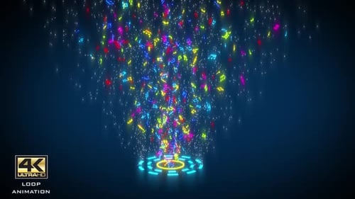 Vibrant Neon Music Notes Flowing Upward Loop Animation