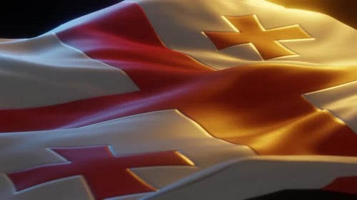 Waving Flag of Georgia Animation with Dynamic Light
