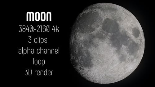 Realistic 3D Moon Phases Animation with Alpha Channel