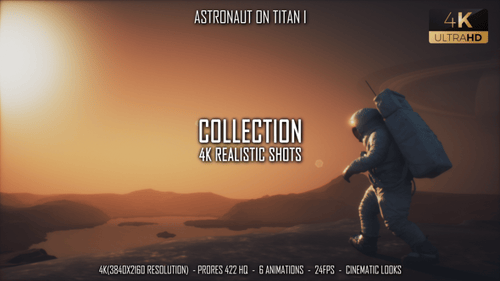 Astronaut Walks on Alien Moon Titan with Ringed Planet