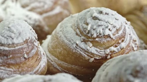 Close Up of Delicious Flaky Pastries with Sugar