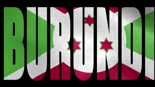 Waving Burundi Flag Within Country Name Animation