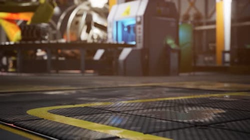 Interior of Car Factory with a Production Line