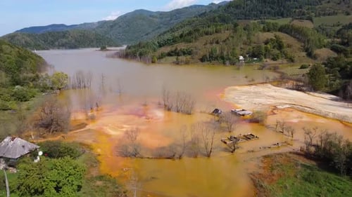 Toxic Mining Waste In Apuseni, Romania, Aerial View