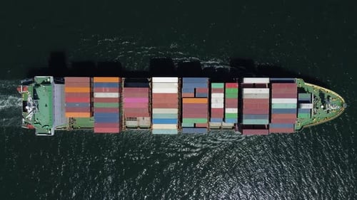 Aerial View of Cargo Container Ship in the Sea