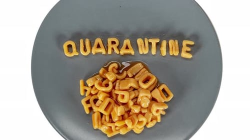 Alphabet Pasta Spelling Quarantine on Plate