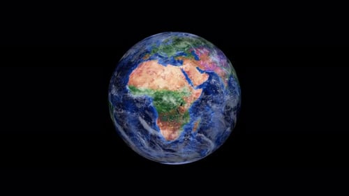 Realistic Earth Planet Rotating Animation in Dark Space