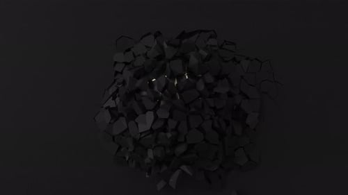 Slow motion Black Basketball ball with Gold Metallic Line on cracked dark wall