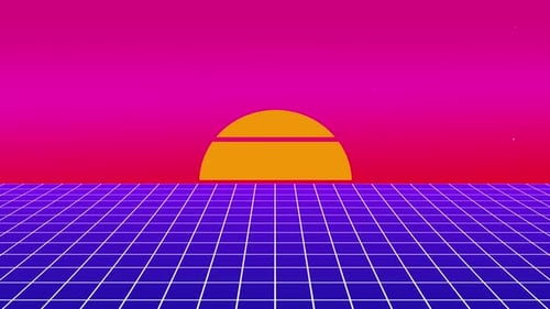 Vibrant Retro Grid Horizon and Pulsating Sun