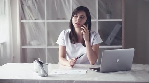 Office Downsizing Employee Relocation Woman Phone