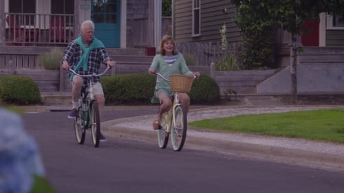 Senior couple riding bicycles together