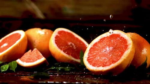Close-up of Fresh Grapefruit with Water Droplets