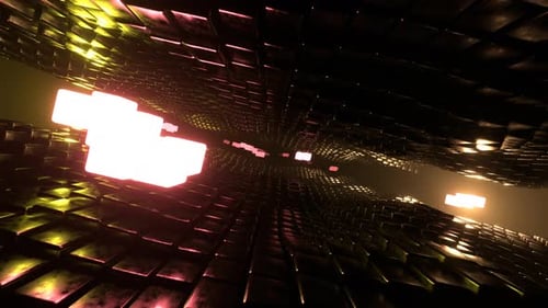 Vuelo en túnel abstracto de ciencia ficción bucle sin fisuras. Motion Graphics futuristas, fondo de alta tecnología