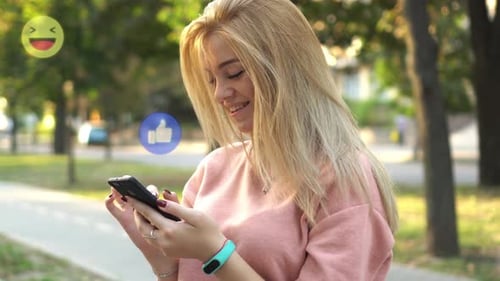 Woman Blogger Is Active in Social Networks.