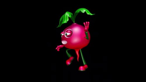 Fun Radish Looped Dance with Alpha Channel and Shadow