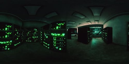 VR360 Network Server Room with Computers for Digital Tv Ip Communications