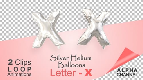 Silver Foil Letter X Balloon Floating Loop Animation