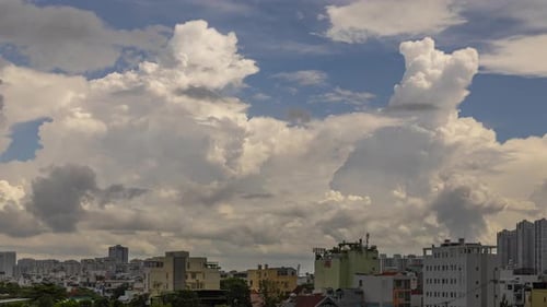 Time Lapse of Clouds Over City Skyline