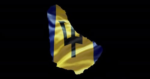 Barbados Flag Map Waving Alpha Channel Loop