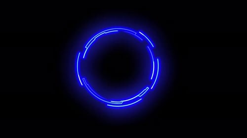 Animation seamless neon line moving continuously in a circle. 2D animation circle with neon lines.
