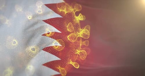 Bahrain Flag With Corona Virus Bacteria