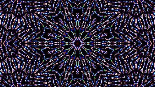 Glowing Geometric Kaleidoscope Animation with Abstract Light Particles