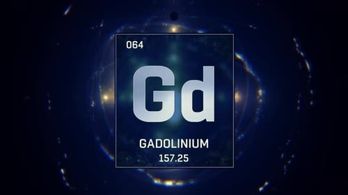 Gadolinium Chemical Element Animated on a Futuristic Science Display