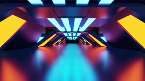 3D rendered visualisation of a dark science fiction interior