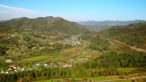 Village Surrounded by the Pine Forest