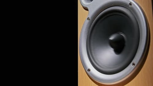 Audio Speaker Vibrate From Sound Bass in Slow Motion CloseUp
