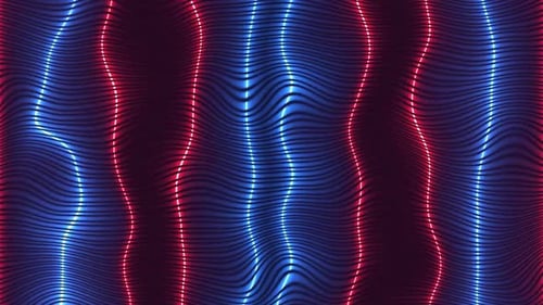 Dynamic Neon Red and Blue Wavy Lines Background