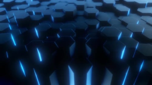 Futuristic Blue Hexagon Grid Loop Background
