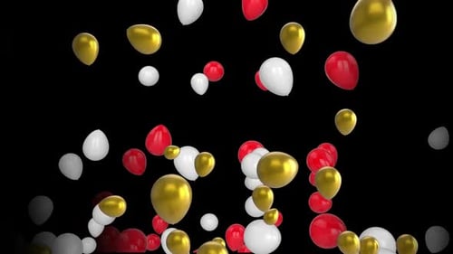 Rising Gold Red White Party Balloons Animation