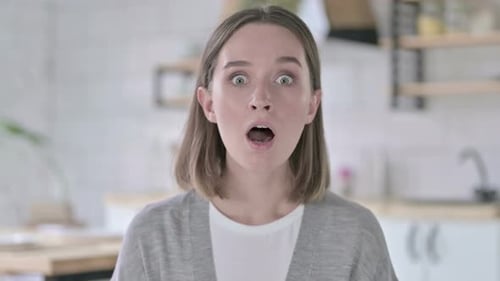 Woman Reacts With Surprise