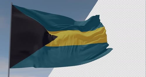 Waving Bahamas Flag Animation with Alpha Channel