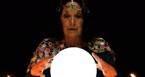 Clairvoyant regardant dans sa boule de cristal