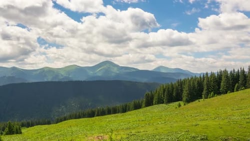 Mountain Landscape with a Fast Clouds and Shadows