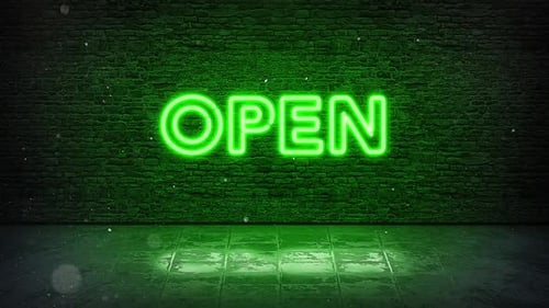 Open Neon Sign Green
