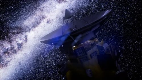 Futuristic Space Probe Navigates Starry Galaxy in Deep Space