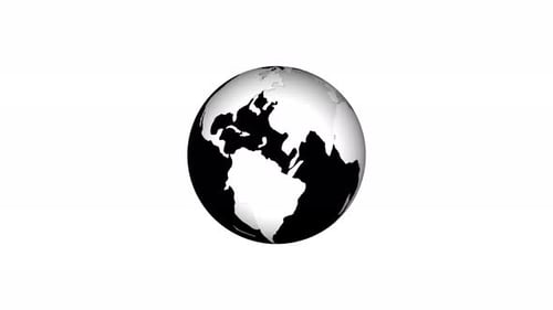 Minimalist Black and White Earth Globe Rotation Loop