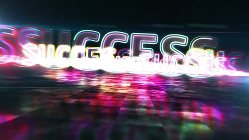 Success Text Animation Neon Futuristic Glitch Loop